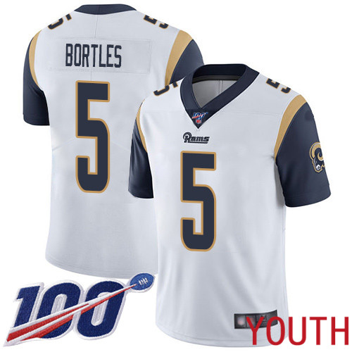 Los Angeles Rams Limited White Youth Blake Bortles Road Jersey NFL Football #5 100th Season Vapor Untouchable->youth nfl jersey->Youth Jersey